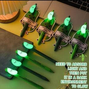 New Glow In The Dark Novelty Positive Pickle Pens Pack Of 4